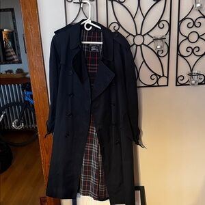 London Fog Navy Trench Coat with Plaid Lining